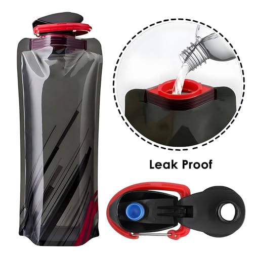X spring Foldable Water Bottle, 3 Pack 700ml Leak Proof Silicone Collapsible Cup, Reuseable Expandable Foldable Sports Bottle, Collapsible Cups for Traveling Camping Hiking Kids Students
