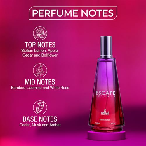 Coral Escape Intense Perfume For Women - 100ml | Eau De Parfum | Captivating Blend of Citrus, Floral & Warm Notes | Premium Luxury Perfume