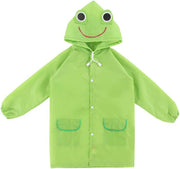 Children's raincoats, Cartoon Kids Rain Jacket, Boys Girls Hooded Rain Poncho Outdoors Kids Transparent Raincoat Student Rain Suit Waterproof Durable Windbreaker - Green Frog