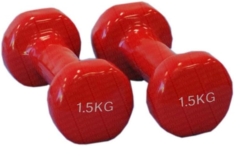 Dumbbell Weights| Unisex Adult Vinyl Coated Weights for Exercise & Fitness | Dumbbells Comes in 1.5 kg Pair | Set of 2 in red