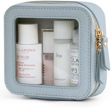 Small Cosmetic Bag for Purse Mini Makeup Bag for School Cute Clear Make Up Pouch for Travel Tiny Leather White Make Up Organizer Case for Backpack Toiletry Bag Waterproof Square Pouch with Zipper