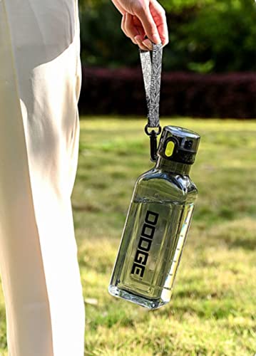 Water Bottle 1L BPA Free Leak Proof Gym Bottle, Portable Transparent Square Creative Sport Water Bottles for kids Fitness Gym Office Camping Outdoor Sports and Exercise (Black)