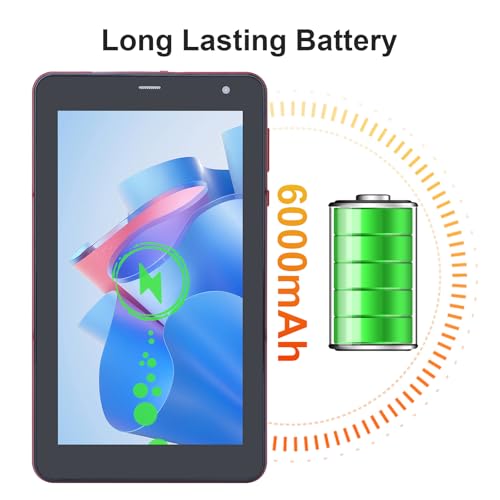 C idea 5G LTE with SIM Card Slot Tablet, 7 Inch Android 12 Tablet, 6GB RAM, 128GB ROM, Expandable to 512GB - 13MP Dual Camera, 6000mAh Battery - Includes Protector Case & Stylus (Red)