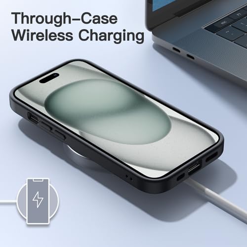 JETech Matte Case for iPhone 15 Plus 6.7-Inch, Shockproof Military Grade Drop Protection, Frosted Translucent Back Phone Cover, Anti-Fingerprint (Black)