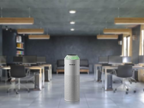 MedicAir Pro Air Purifier, Mold Control, Clean Dust, Removes Allergies/Odors/Viruses and Gases, 605m³/h Throughput, 28dB Sound Level, LCD Touchscreen, Carbon Filter, White | Medicair Pro
