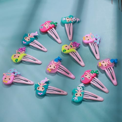 30PCS Mermaid Hair Clips for Girls Women, Mermaid Themed No Slip Snap Hair Pins Mermaid Hair Accessories Mermaid Party Favors (30pcs, Mermaid)