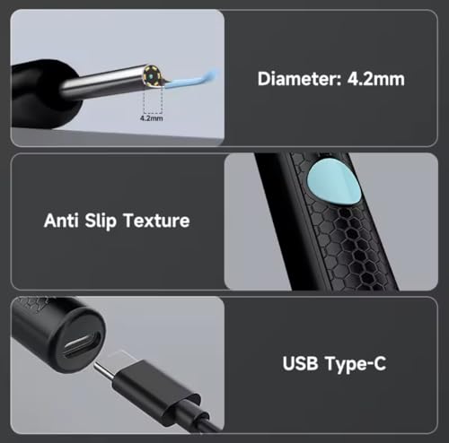 SEA5A® Ear Wax Remover Cleaner Ear Wax Removal Tool With HD CAM, Scope and 6 LED Lights, Ear Cleaner, Ear Wax Cleaning Kit - Earwax Remover Tool with 8 Spoon, For Android And IPHONE.