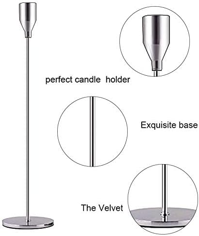 SUJUN Silver Candle Holders Set of 3 for Taper Candles, Decorative Candlestick Holder for Wedding, Dinning, Party, Fits 3/4 inch Thick Candle&Led Candles (Metal Candle Stand)