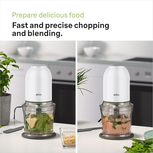 Braun MultiPractic 3 Chopper and Mincer | 2 Speed | 500 Watts | 500ml Bowl Capacity | Quad Blade System for Chopping | Ice Crushing | Mincing | Grinding | Pureeing - CH 3011 - White
