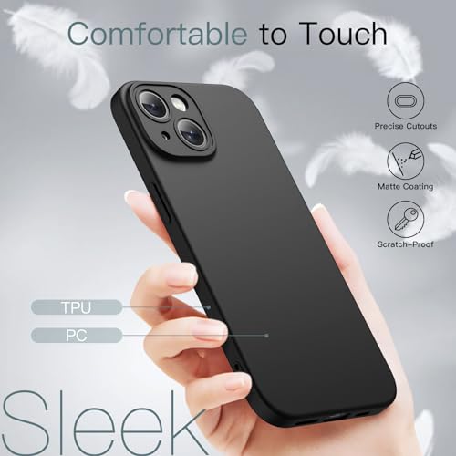 JETech Slim Case for iPhone 15 Plus 6.7-Inch with Camera Lens Full Cover Protection, Ultra-Thin Lightweight Matte Finish Minimalist Protective Phone Cover (Black)
