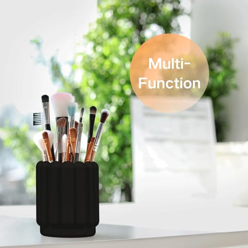 Tazweeq Silicone Pen Holder, Pencil Holder, Cute Pens Cup, Children's Desk Office Decoration, Desktop Accessories, Pen Holder Desk Organizer (Black)
