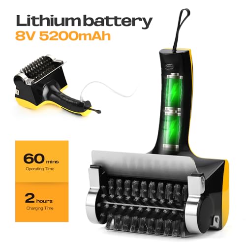 PURAMI Electric Rechargeable Steam Cleaning Grill Brush and Motorized Scraper for Barbecue Outdoor or Indoor Grill, Lithum Power Cordless Heavy duty Giddy up Steam Grill Cleaner, BBQ Grilling Gifts