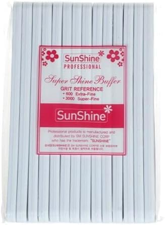 Sunshine Nail Shine Buffer Nail File 600/3000 Grit, 15 Pieces, Two-Sided Manicure and Pedicure Tools