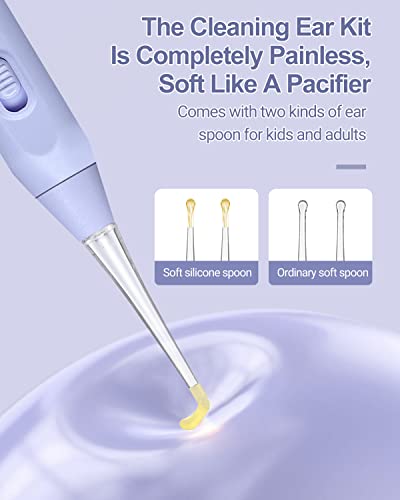 Uanrna Ear Wax Removal Tool with Light Kids Ear Wax Remover Ear Cleaning Tool Ear Cleaner with Built-in Storage Space Upgraded Ear Wax Removal with Light for Kids & Adults (Purple)