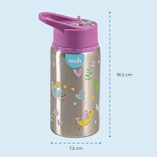 The Moon Brand Single Wall Stainless Steel Sipper Bottle 530ml BPA Free Lid, Easy Siping Lightweight for Kids ??Portable-Large Capacity Indoor/Outdoor Spill Proof, Break Resistant - Purple