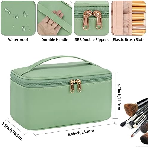 OCHEAL Makeup Bag, Portable Cosmetic Bag, Large Capacity Travel Makeup Case Organizer, Black Makeup Bags For Women Toiletry Bag for Girls Traveling With Handle and Divider