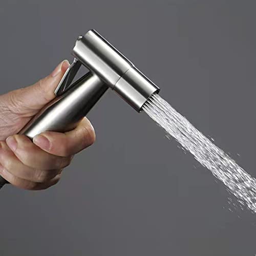 ECVV Stainless Steel Handheld Bidet Sprayer for Toilet Cloth Bathroom Diaper Self Cleaning Shattaf Set with adjustable water Pressure Control