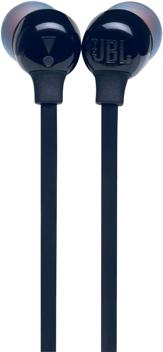 JBL Tune 110 Wired In-Ear Headphones, Deep and Powerful Pure Bass Sound, 1-Button Remote/Mic, Tangle-Free Flat Cable, Ultra Comfortable Fit - Black, JBLT110BLK