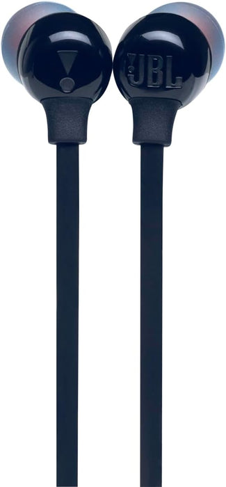 JBL Tune 110 Wired In-Ear Headphones, Deep and Powerful Pure Bass Sound, 1-Button Remote/Mic, Tangle-Free Flat Cable, Ultra Comfortable Fit - Black, JBLT110BLK