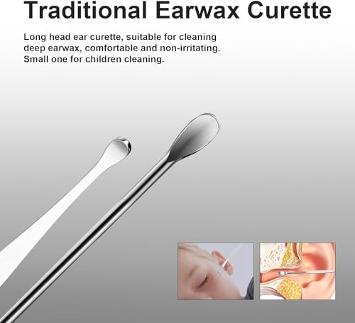 VELEGO 6 In 1 Ear Wax Removal Kit Ear Wax Removal Kit, 6Pcs Innovative Spring Earwax Cleaner Tool Set - Spiral Design Stainless Steel Ear Picks, Ear Cleaning Tool Set with Storage Box (Black)