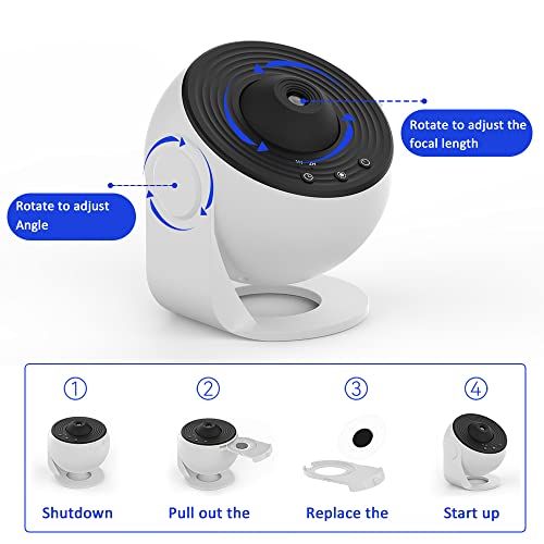 Sunbox Star Projector,Planetarium Projector Galaxy for Bedroom,360 Degree Rotation Night Light with 4K Replaceable 12 Discs Large Projection Area Sky Kids Adults Gifts, White (BL-DQY02)
