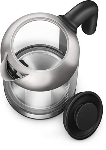 Philips Glass Kettle Series 5000-2200W, 1.7L, Blue Light Indicator, Removable lid, Metal/Transparent - HD9339/81