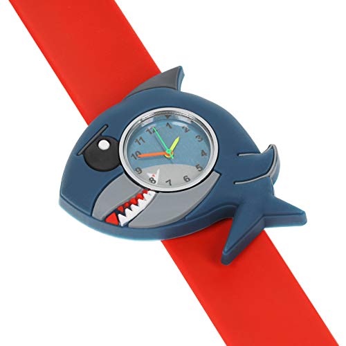 Wacky Watches Watch Shark Sealife Design Slapwatch Fast Fit Kids Childrens Silicone Watch Band Learn to Tell The Time Unisex Instant Fit Any Size