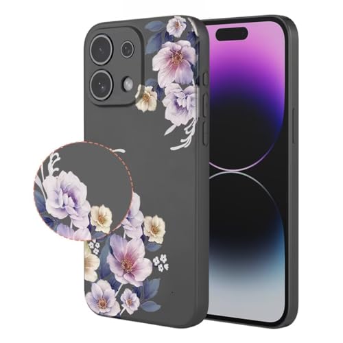 ATISIJIE Floral Pattern Cover for Samsung Galaxy M35 5G, Ultra-Slim Stylish, Shockproof BufferAnti Scratch Cover, TPU Protective Phone Case - Black