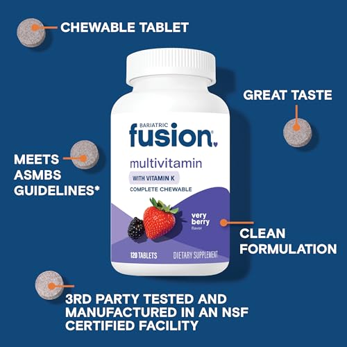 Bariatric Fusion Very Berry Complete Chewable Bariatric Multivitamin with Iron and Vitamin K for Bariatric Surgery Patients Including Gastric Bypass and Sleeve Gastrectomy - 120 Tablets