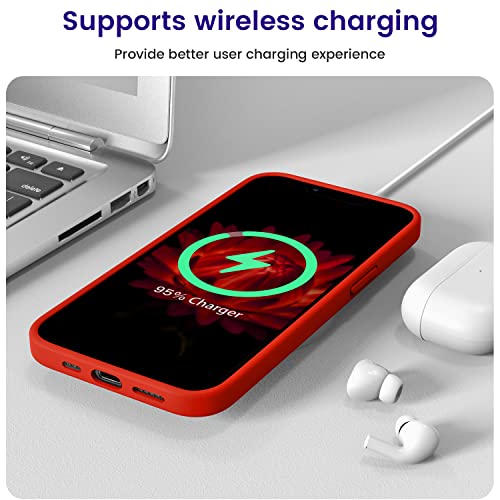OTOFLY Designed for iPhone 13 Case, Silicone Shockproof Slim Thin Phone Case for iPhone 13 6.1 inch Red