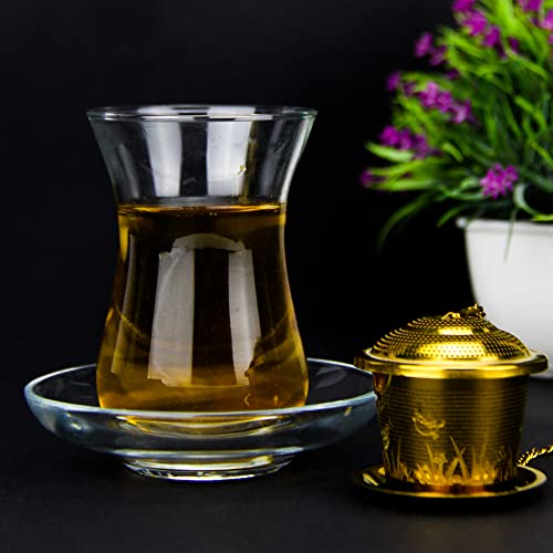 Tealand Durable Stainless Steel Fine Basket Infuser with Tray Perfect Size Suitable To Any Teapot Mugs Cups To Steep Green Black Herbal Oolong Loose Leaf Tea 4x3.3cm