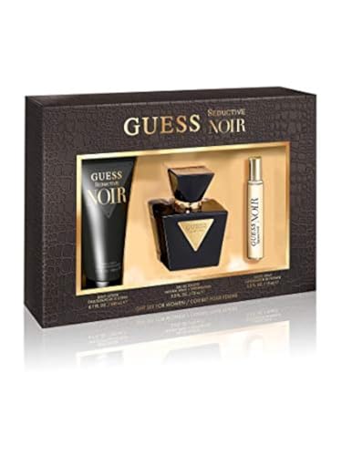 GUESS Seductive Noir for Women Edt 75ml + 200ml Bl + 15ml Mini Set, Silver/Navy