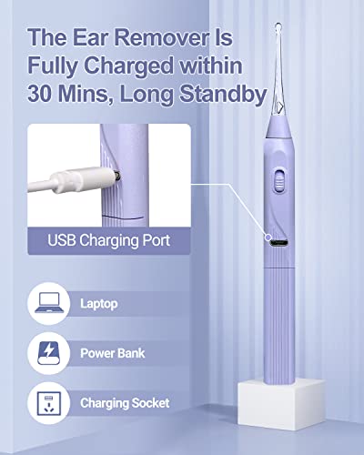 Uanrna Ear Wax Removal Tool with Light Kids Ear Wax Remover Ear Cleaning Tool Ear Cleaner with Built-in Storage Space Upgraded Ear Wax Removal with Light for Kids & Adults (Purple)