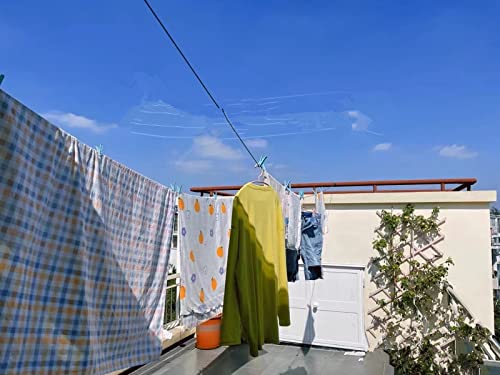 Baosong Washing Line Rope with Steel Core, Heavy Duty Laundry Lines with 2 Tensioners, PVC Covered Clothes Line for Indoor, Outdoor, Garden (20M)