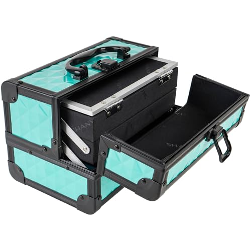 SHANY Mini Makeup Train Case With Mirror - Turquoise