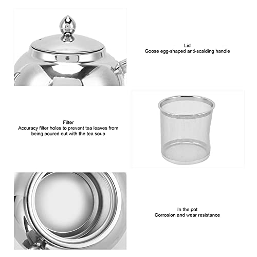 Teapot, Coffee Pot 1050 ml Stainless Steel Teapot Strainer Insert Coffee Teapot with Tea Infuser and Lid Tea Kettle for Iced Tea Maker Loose Tea All Fruits Herbal Infusion Tea Keeps Hot for a Long