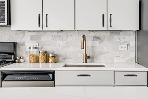 ELECDON 10 Pcs Kitchen Cabinet Handles, Solid Cabinet Pulls Cabinet Hardware 5 inch Hole Center Matte Black Drawer Pulls for Cupboard Drawer Handles (Black)