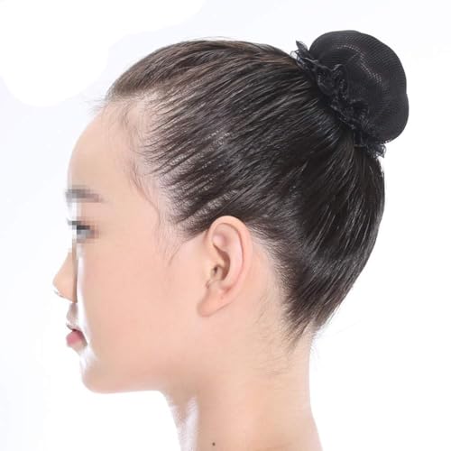 Black Bun Hair Nets Elastic Flower Edge Hairnet for Ballet Bun Cover Dance Skating Gymnastics Performance Dancers Hair Accessories, Black