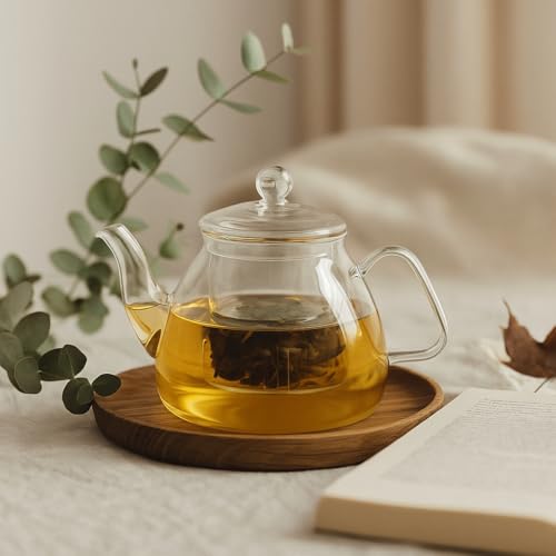 B&S Borosilicate Glass Teapot with Lid â€“ 800ml Heat-Resistant Tea Pot for Stovetop & Microwave | Elegant Clear Kettle | Eco-Friendly Kitchen Accessory for Herbal Tea & Coffee Brewing