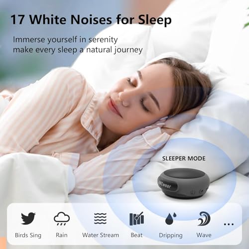 Wearable Bluetooth Speaker with 17 White Noise Sound Options, TWS Speaker Built-In Microphone, Clip-On Noise Machine, Waterproof Portable Speaker for Outdoor Activities, Hiking, and Running – Grey