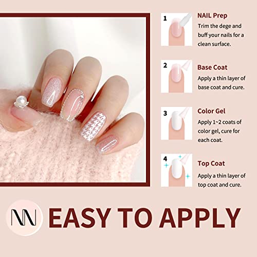 Nitakou Gel Nail Polish Kit with 48W LED Light,6 pcs Icy Jelly Series Gel Polish with Base & Top Coat for Starter Set Nail Art DIY Manicure at Home