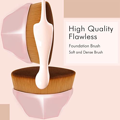 GNAFOTU 2 Pack Flawless Foundation Brush for Liquid Makeup, Flat Top Kabuki Foundation Brush, for Mix Liquid or Flawless Powder, Easy to Carry Make up Brush with Bonus Protective Case.