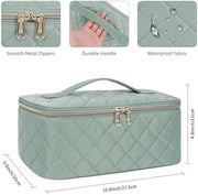 OCHEAL Makeup Bag, Portable Cosmetic Bag, Large Capacity Travel Makeup Case Organizer, Black Makeup Bags For Women Toiletry Bag for Girls Traveling With Handle and Divider