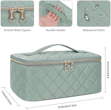 OCHEAL Makeup Bag, Portable Cosmetic Bag, Large Capacity Travel Makeup Case Organizer, Black Makeup Bags For Women Toiletry Bag for Girls Traveling With Handle and Divider