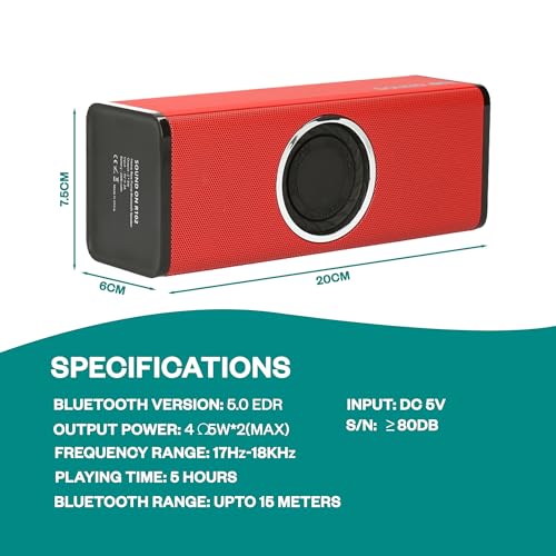 SOUND ON Portable Bluetooth Speakers - Deep Bass, Waterproof & Dustproof, 5 Hrs Playtime, Stereo Sound, Built-in Mic, USB-C Charging, Wireless Speakers for Home, Outdoor, Party, Beach & Travel - Red
