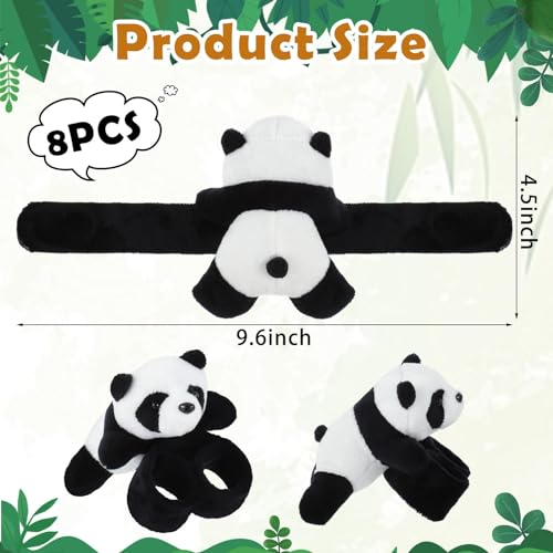 NALACAL 4-Pack Panda Plush Slap Bracelets for Kids - Soft Cute Stuffed Animal Slap Bracelets for Boys Girls Birthday Party Favors Baby Shower Party Decor Gifts