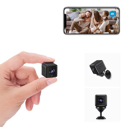 AOBOCAM Mini Camera for Home 4K HD Indoor Battery Mini Cameras Wireless WiFi Security Camera Pet Camera App Control Smallest Surveillance Camera for Room Nanny CAM with Motion Detection Night Vision