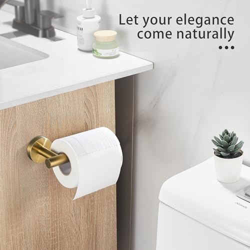 BRIMIX Toilet Paper Holder Toilet Roll Holder Stainless Steel Tissue Holder Wall Mounted for Bathroom Kitchen (Brushed Gold)