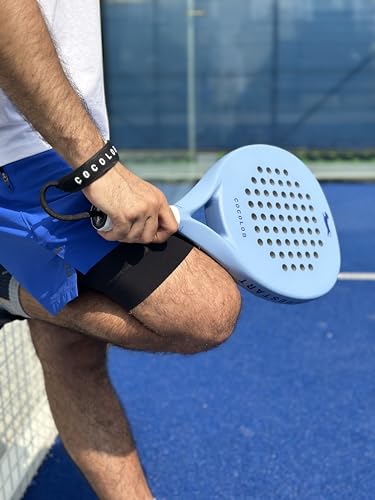 COCOLOB PureStart Padel Racquet Sky Blue - Cover Bag - Head Protector ??Carbon Fiber Full Carbon ??Soft EVA Core ??Round Shape ??addle Tennis Racket Beginner Intermediate ??For Men and Woman
