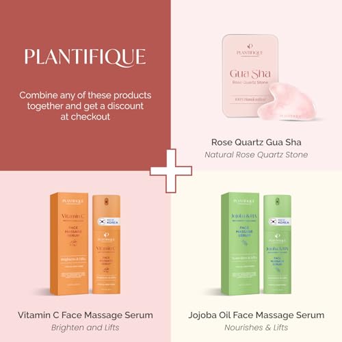 PLANTIFIQUE Gua Sha Rose Quartz Tool for Face Anti Aging Massage Tool - GuaSha Tool - Facial Skin Care Products - Massager for Your Skincare Routine